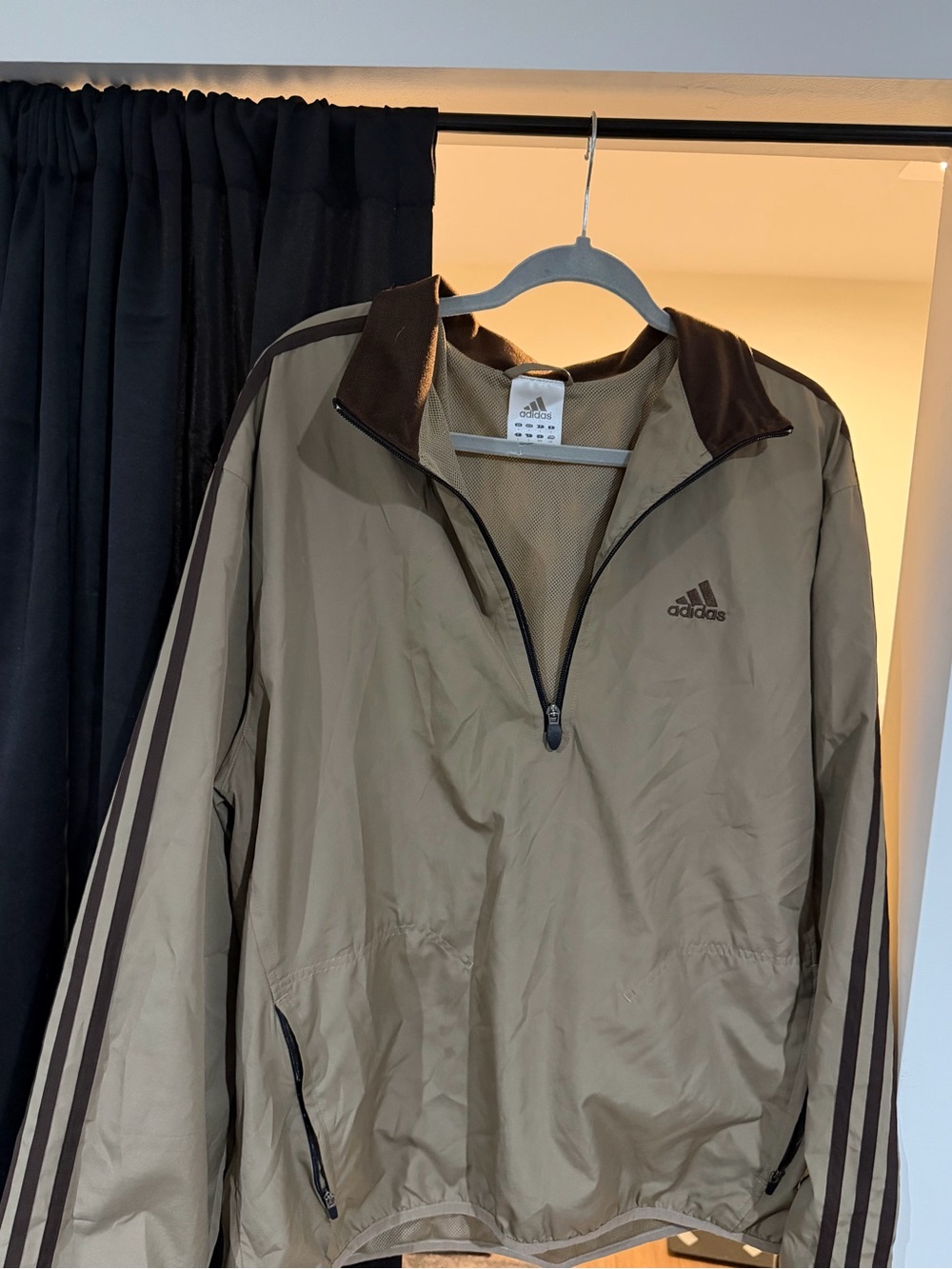 adidas Men’s Taupe Windbreaker with Brown Trim